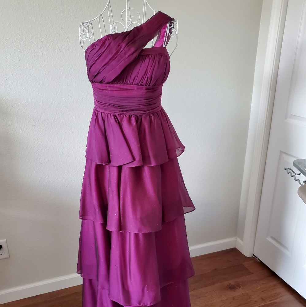 Purple glitter formal dress.